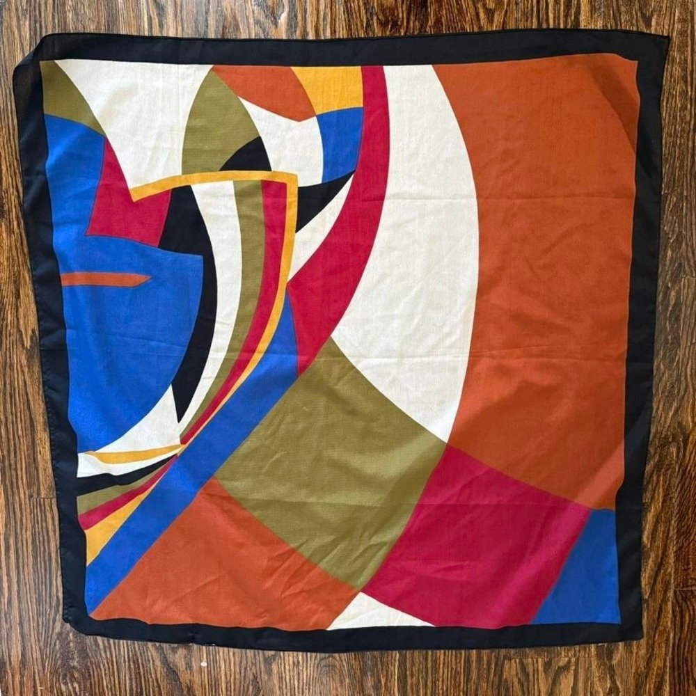 Retro geometric scarf in multi-colour 30" square‎